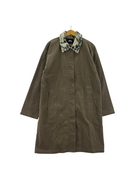 STUSSY WOMEN Long Corduroy Coat コーデュロイコート S 茶 215121