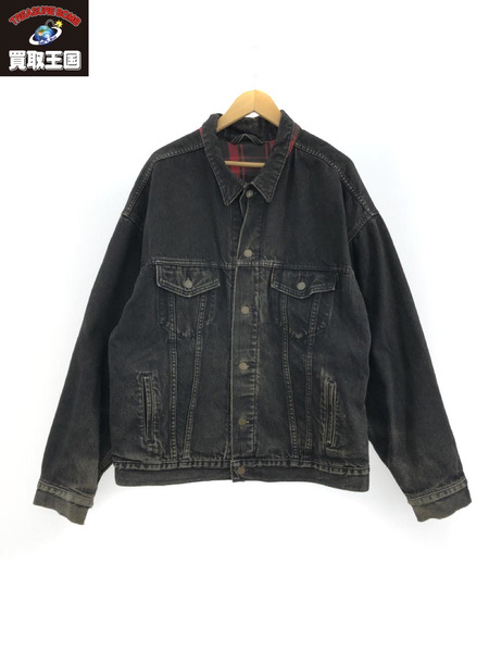 Levi's 90s USA製 裏地チェックネル 先染めブラックデニムジャケット ...