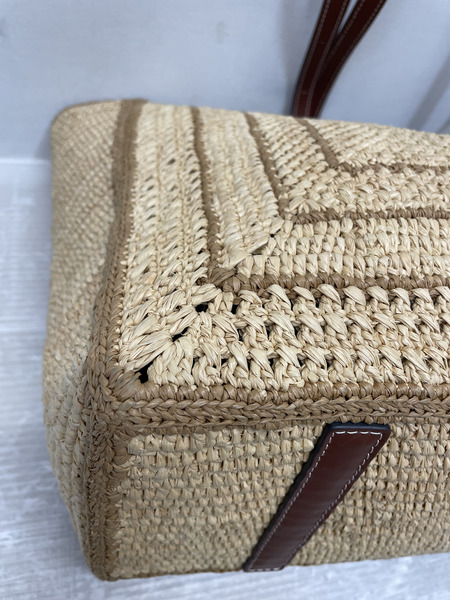 ANYA HINDMARCH ラフィア・ボウ・トート リボンロゴトリミングカゴバッグ