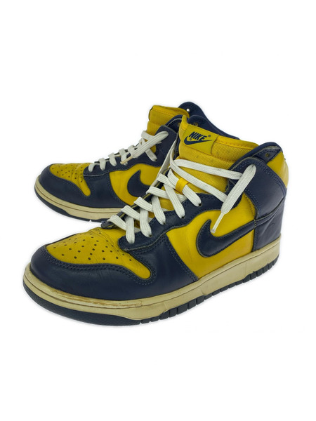 NIKE スニーカー dunk hi イエロー×ネイビー 27cm
