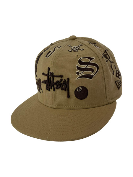 STUSSY キャップ 00s ロゴ マルチ刺繍 ブラウン