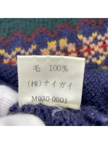 POLO RALPH LAUREN HAND KNIT 馬 クルーネックニット L グリーンネイビー