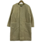 DRAWER コート ムートンコート アウター ロング ノーカラー 36 S ベージュ 6523-299-0026