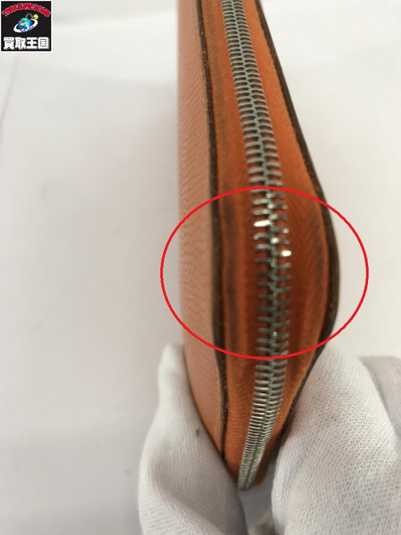 長財布 アザップロング クラシック ラウンドファスナー レザー オレンジ