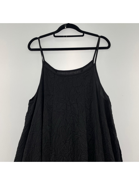 Y's for living ノースリーブワンピース シワ加工/キャミワンピ/黒