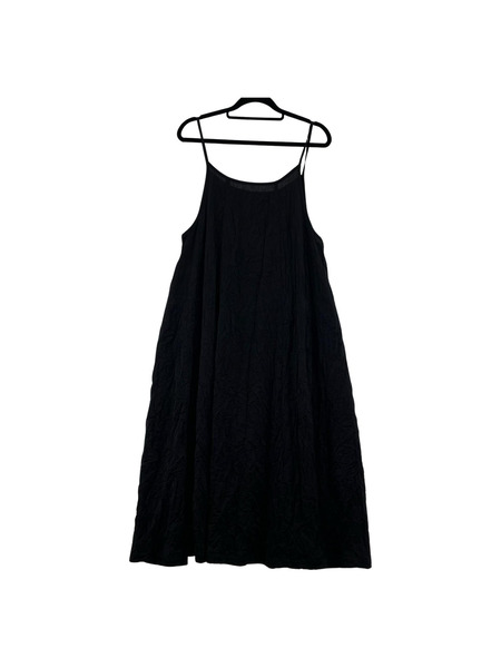 Y's for living ノースリーブワンピース シワ加工/キャミワンピ/黒