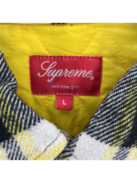 Supreme Quilted Arc Logo Flannel Shirt L イエロー