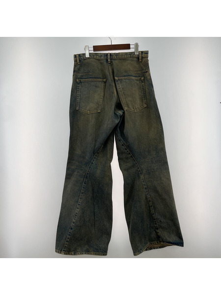 NVRFRGT 3D Twisted Wide Leg Jeans /インディゴ