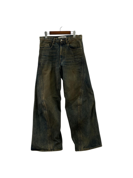 NVRFRGT 3D Twisted Wide Leg Jeans /インディゴ