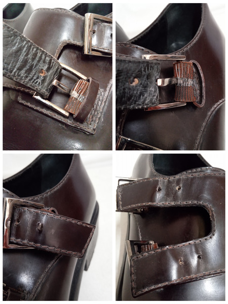 GUCCI/ダブルモンクストラップ/レザーシューズ/25.5ｃｍ