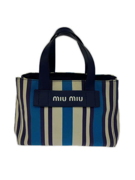 トートバッグ Miu Miu/CANAPA/5BA085/ストライプトート