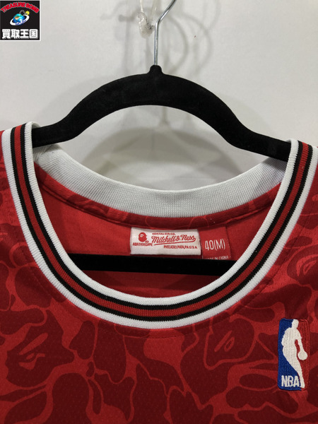 A BATHING APE NBA ゲームシャツ BULLS (M)/赤/レッド/アベイシング