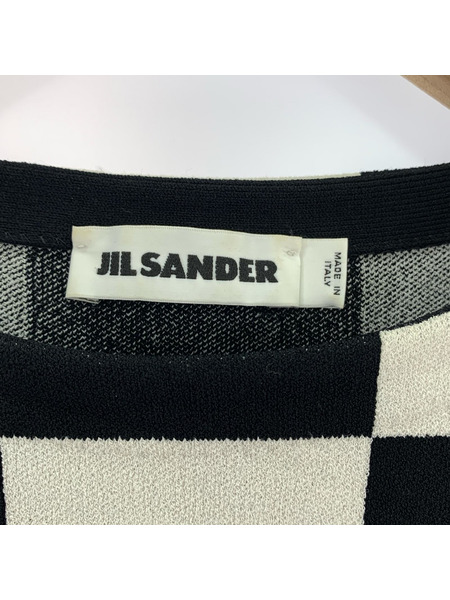 JIL SANDER チェッカーニット 48 ブラック×ホワイト