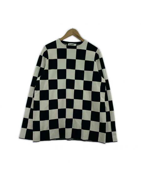 JIL SANDER チェッカーニット 48 ブラック×ホワイト