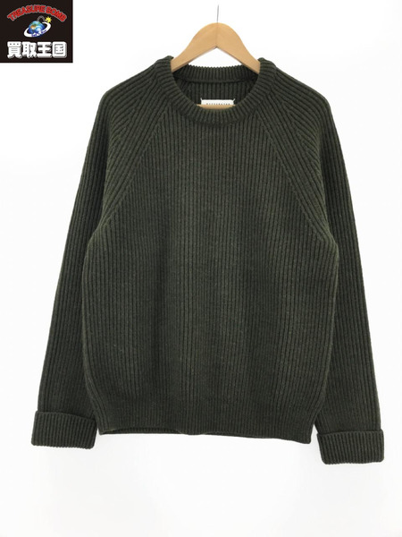 MAISON MARGIELA RIB CREWNECK KNIT M カーキ S50GP0220