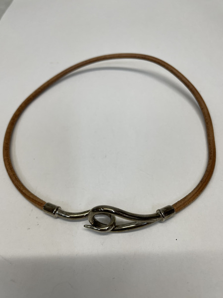 HERMES ジャンボチョーカー レザーブレスレット ゴールド金具 茶