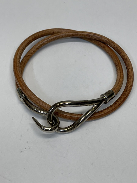 HERMES ジャンボチョーカー レザーブレスレット ゴールド金具 茶