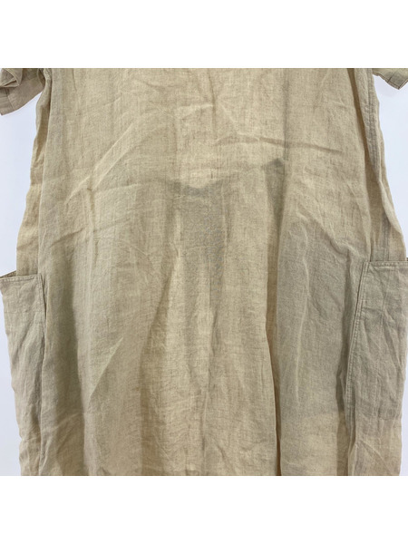 Wine/日本製/半袖リネンワンピース（-）