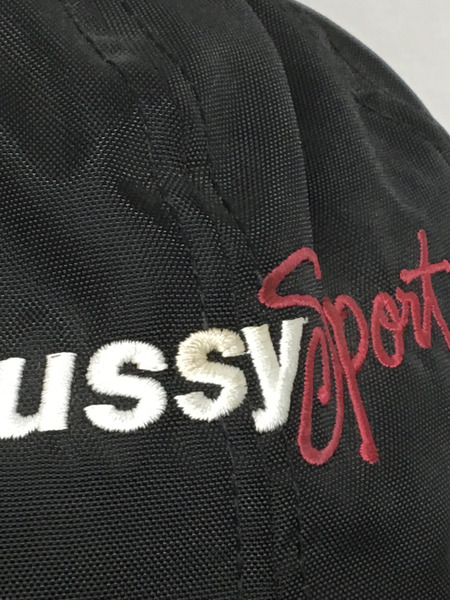 STUSSY キャップ stussy Sport 90s USA製 白タグ ナイロンキャップ ブラック