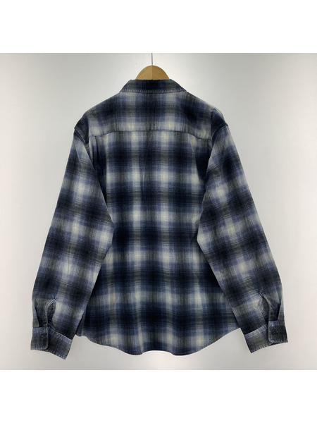 STUSSY ROCCO FLANNEL PLAID SHIRT L ブルー