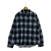 STUSSY ROCCO FLANNEL PLAID SHIRT L ブルー