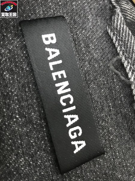 BALENCIAGA バックロゴ/クラッシュ加工/デニムジャケット 46