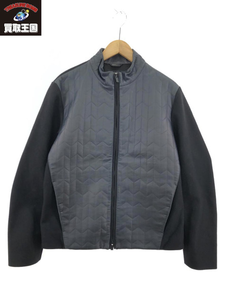 ARMANI COLLEZIONI フロントラムレザー切替 ウールシングルライダースジャケット 50 黒[値下]