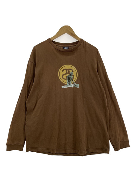 90s STUSSY L/Sカットソー L ブラウン