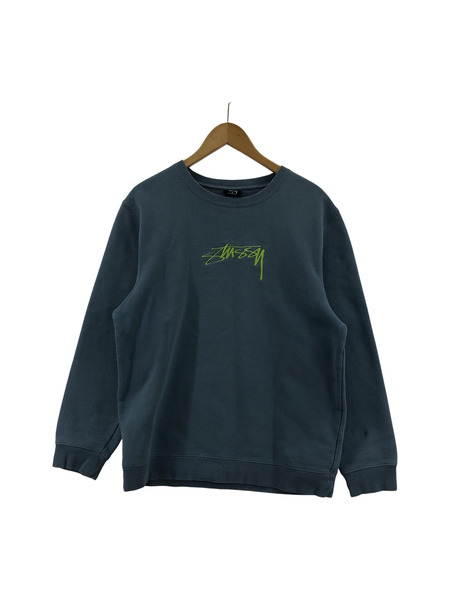 STUSSY ロゴ刺繍 スウェット ブルー (M)