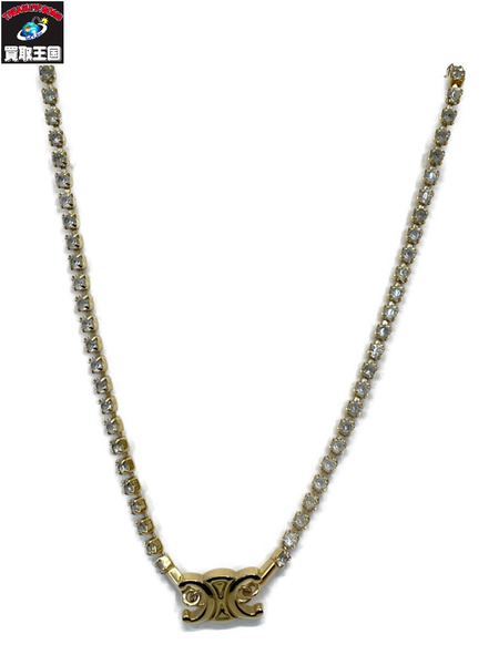 CELINE トリオンフ スパークル ラインストーンチェーン ネックレス