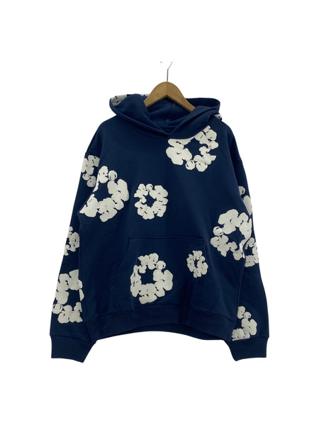 DENIM TEARS COTTON WREATH HOODIE NAVY フラワーパーカー M 紺×白