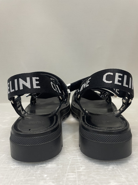 CELINE LEO STRAPPY BLACK-WHITE ベルクロストラップサンダル 41 ブラック BF1202