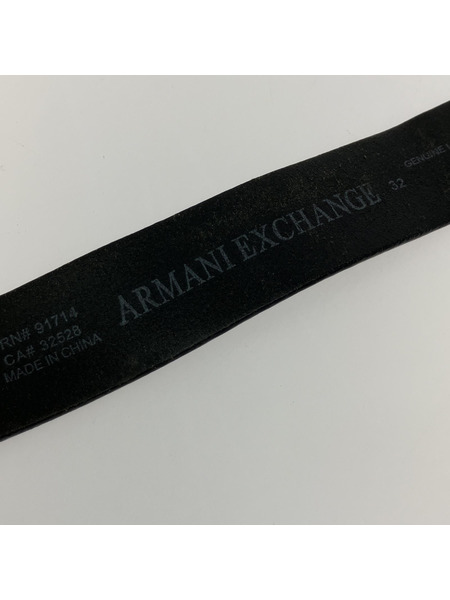 ARMANI EXCHANGE ロゴバックルレザーベルト 黒