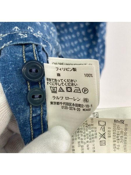 RRL 碇柄 S/Sシャツ L ブルー系[値下]