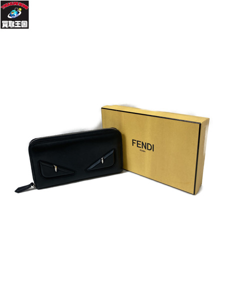 FENDI/ﾊﾞｸﾞｽﾞｱｲ ﾗｳﾝﾄﾞｼﾞｯﾌﾟ 長財布 ﾓﾝｽﾀｰ/黒/7M0210 O76 F0GXN