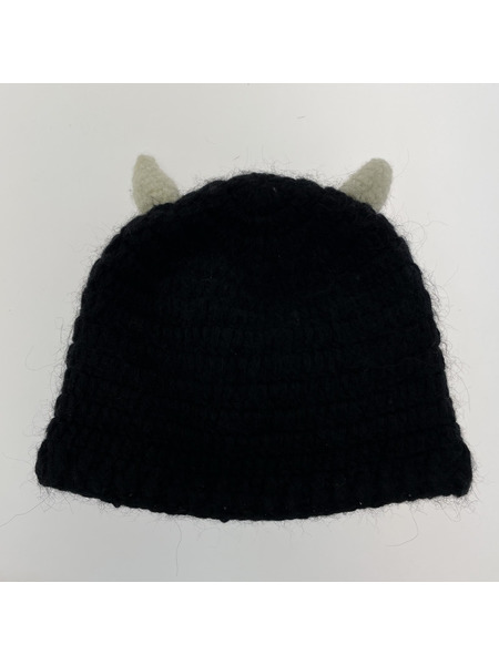 . ニットキャップ mcmachan woolen ツノ目出シニット帽 ブラック