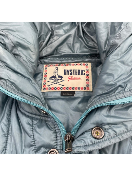 HYSTERIC GLAMOUR ダウンベスト ワッペン付キプリマロフトベスト 青 (M)[値下]