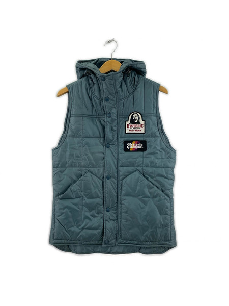 HYSTERIC GLAMOUR ダウンベスト ワッペン付キプリマロフトベスト 青 (M)[値下]
