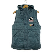 HYSTERIC GLAMOUR ダウンベスト ワッペン付キプリマロフトベスト 青 (M)