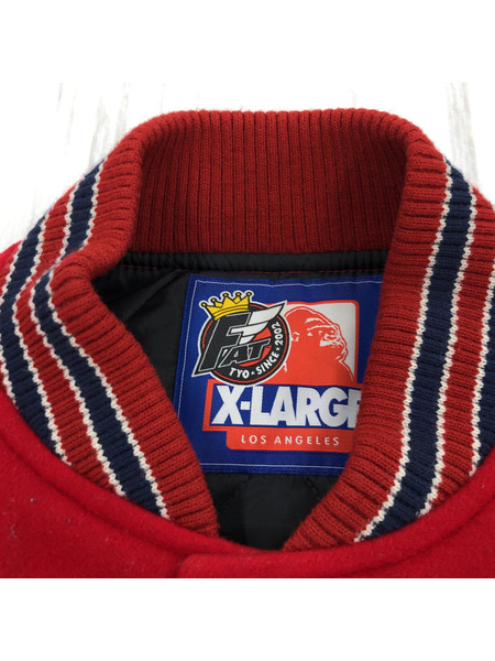 XLARGE×FAT 袖レザースタジャン X31221-JK01(M) レッド×クリーム