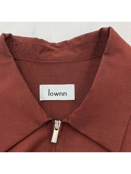 lownn/zipアップSSシャツ/48/ブラウン