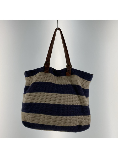 BARK ソノ他バッグ ボーダー ニット ハンドバッグ 青[値下]