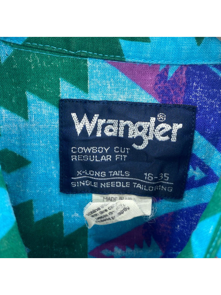 Wrangler 長袖シャツ USA製 ネイティブ柄 ウエスタンシャツ