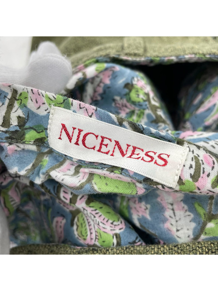 NICENESS CRAIN ツイステッドシルク2WAYイージーパンツ L オリーブ×マルチ