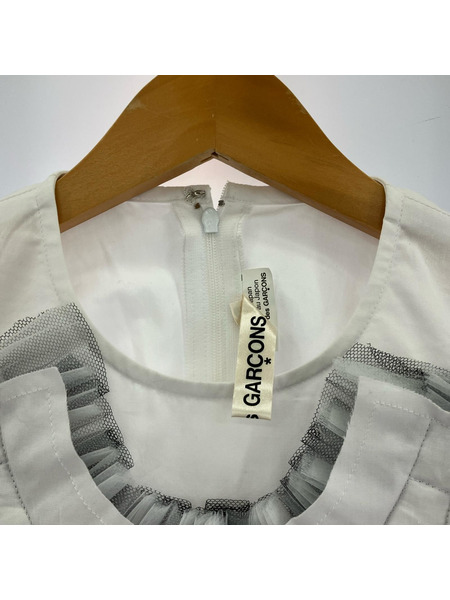 COMME des GARCONS 長袖Tシャツ・カットソー ドッキング 白(XS)(XS)