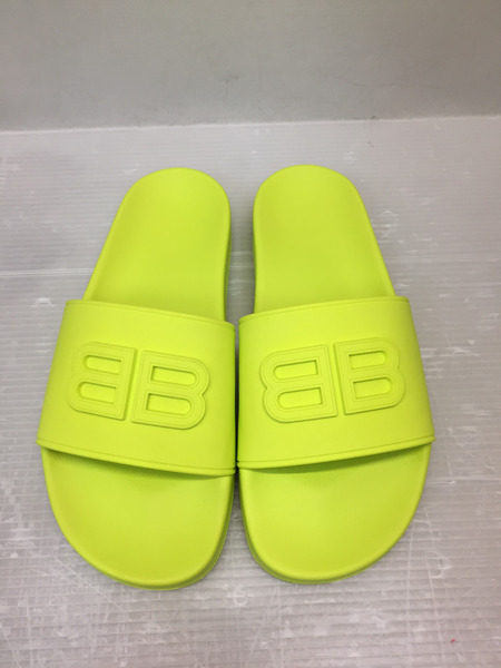 BALENCIAGA POOL SLIDE BB シャワーサンダル 27cm ネオンイエロー