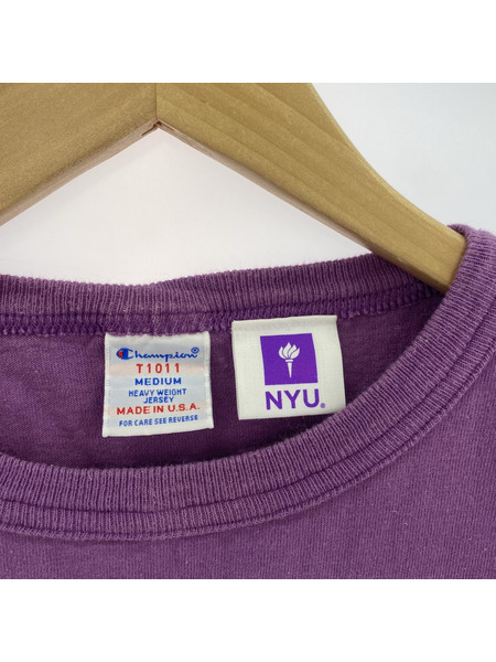 Champion USA製 NYUカレッジTee/パープル (M)[値下]