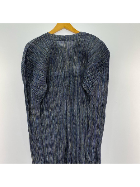 PLEATS PLEASE ジャケット プリーツ 総柄 紺紫 (3)