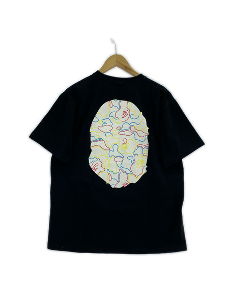 A BATHING APE 半袖Tシャツ・カットソー NEON CAMO BIG APE HEAD TEE 黒 (L)