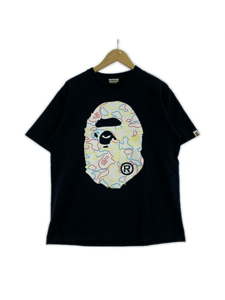 A BATHING APE 半袖Tシャツ・カットソー NEON CAMO BIG APE HEAD TEE 黒 (L)